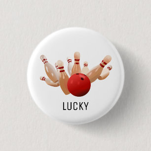 Lucky bowling 3 cm round badge