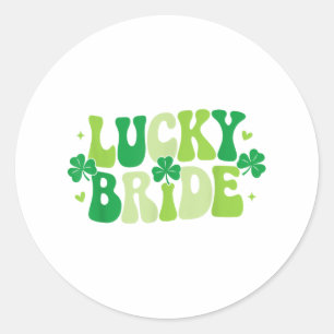 Lucky Bride Groom Couples Matching Wedding St Patr Classic Round Sticker