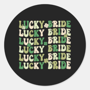 Lucky Bride Groom Matching Couples Wedding St Patr Classic Round Sticker