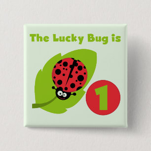 Lucky Bug 1st Birthday T-shirts and Gifts 15 Cm Square Badge