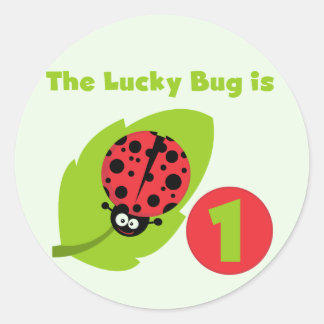 Lucky  Bug 1st Birthday T-shirts and Gifts Classic Round Sticker