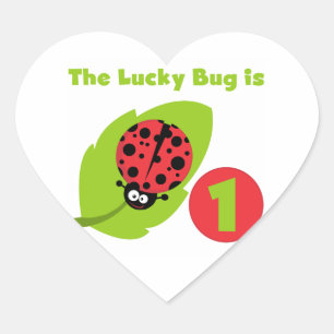 Lucky Bug 1st Birthday T-shirts and Gifts Heart Sticker