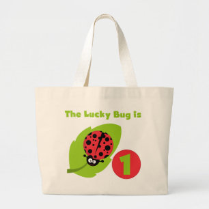 Lucky  Bug 1st Birthday T-shirts and Gifts Large Tote Bag