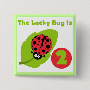 Lucky Bug 2nd Birthday T-shirts and Gifts 15 Cm Square Badge