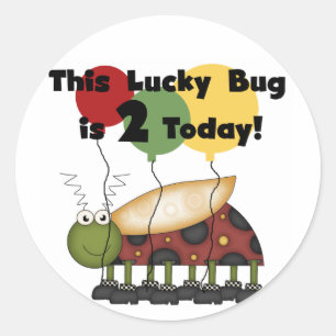 Lucky Bug 2nd Birthday T-shirts and Gifts Classic Round Sticker