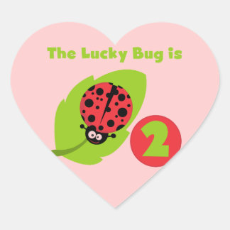 Lucky Bug 2nd Birthday T-shirts and Gifts Heart Sticker