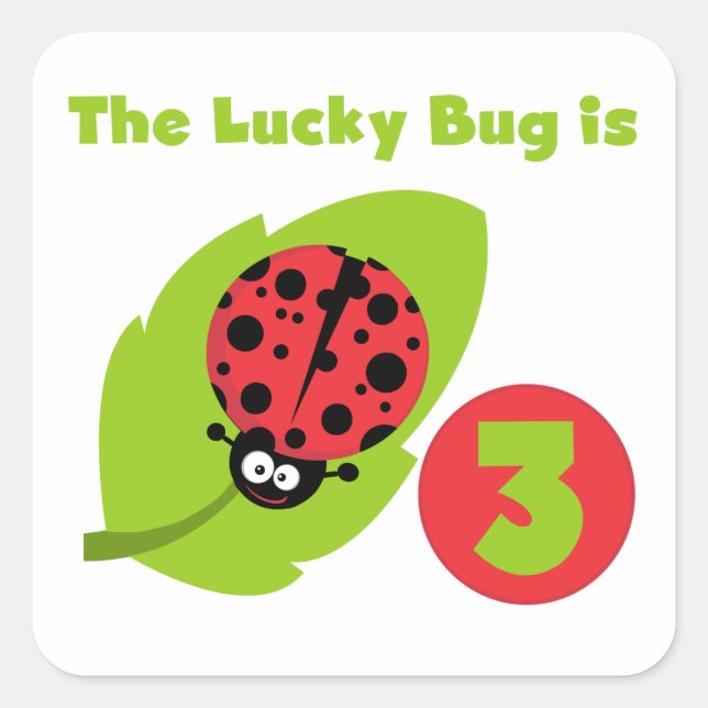 Lucky Bug 3rd Birthday T shirts and Gifts Square Sticker (Front)