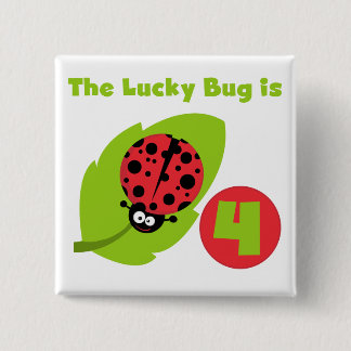 Lucky Bug 4th Birthday T-shirts and Gifts 15 Cm Square Badge
