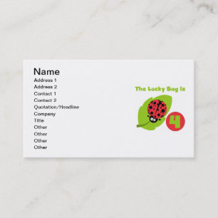 Lucky Bug 4th Birthday T-shirts and Gifts Business Card