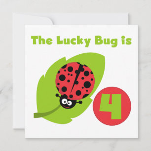Lucky Bug 4th Birthday T-shirts and Gifts Card