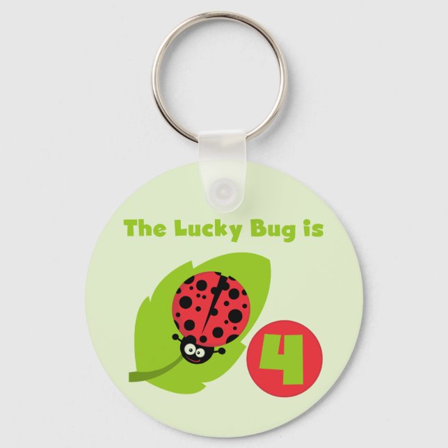 Lucky Bug 4th Birthday T-shirts and Gifts Key Ring (Front)