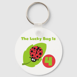 Lucky Bug 4th Birthday T-shirts and Gifts Key Ring