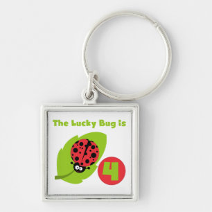 Lucky Bug 4th Birthday T-shirts and Gifts Key Ring