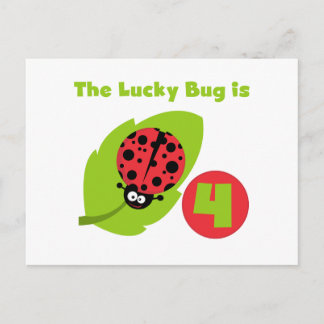 Lucky Bug 4th Birthday T-shirts and Gifts Postcard
