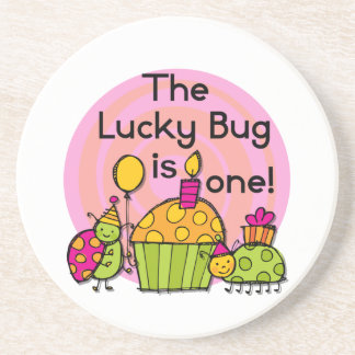 Lucky Bug Cupcake 1st Birthday Tshirts and Gifts Coaster