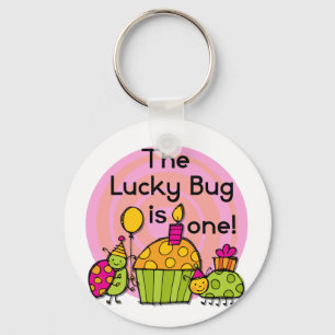 Lucky Bug Cupcake 1st Birthday Tshirts and Gifts Key Ring