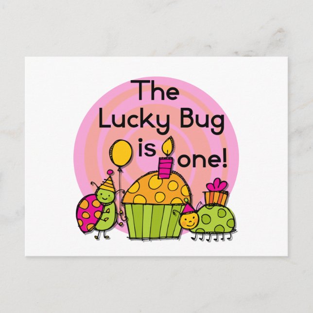 Lucky Bug Cupcake 1st Birthday Tshirts and Gifts Postcard (Front)