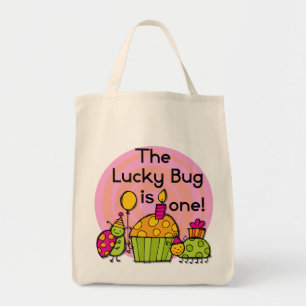 Lucky Bug Cupcake 1st Birthday Tshirts and Gifts Tote Bag
