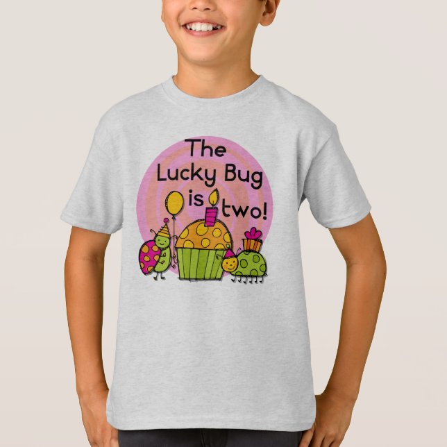 Lucky Bug Cupcake 2nd Birthday T-shirts and Gifts (Front)