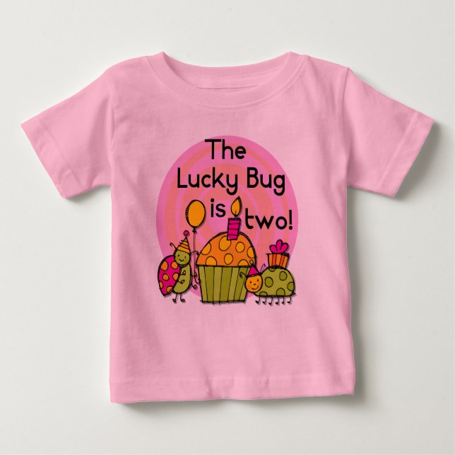 Lucky Bug Cupcake 2nd Birthday T-shirts and Gifts (Front)