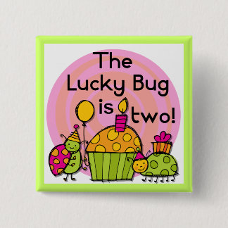 Lucky Bug Cupcake 2nd Birthday T-shirts and Gifts 15 Cm Square Badge