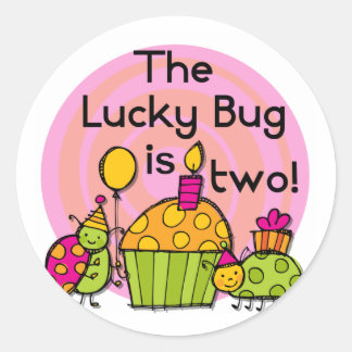 Lucky Bug Cupcake 2nd Birthday T-shirts and Gifts Classic Round Sticker