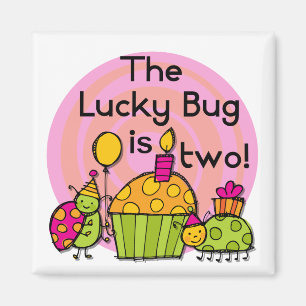 Lucky Bug Cupcake 2nd Birthday T-shirts and Gifts Magnet