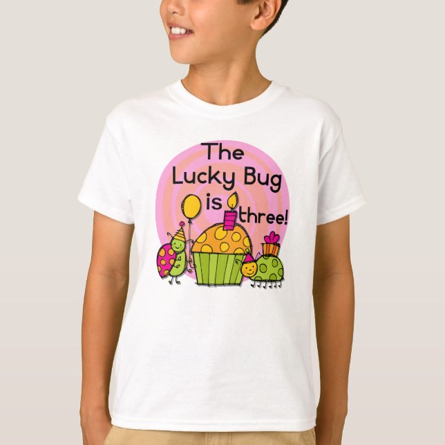 Lucky Bug Cupcake 3rd Birthday Tshirts and Gifts (Front)