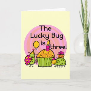 Lucky Bug Cupcake 3rd Birthday Tshirts and Gifts Card