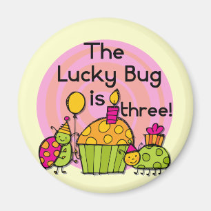 Lucky Bug Cupcake 3rd Birthday Tshirts and Gifts Magnet