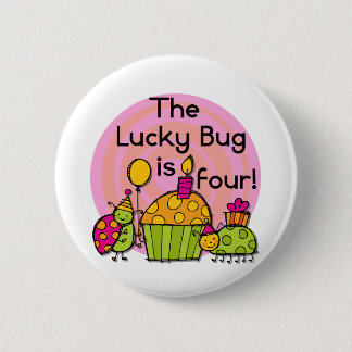 Lucky Bug Cupcake 4th Birthday T-shirts and Gifts 6 Cm Round Badge