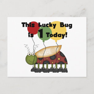 Lucky Bug is One Birthday Tshirts and Gifts Postcard