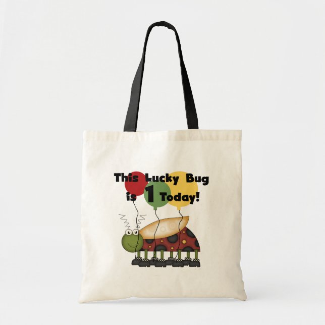 Lucky Bug is One Birthday Tshirts and Gifts Tote Bag (Front)