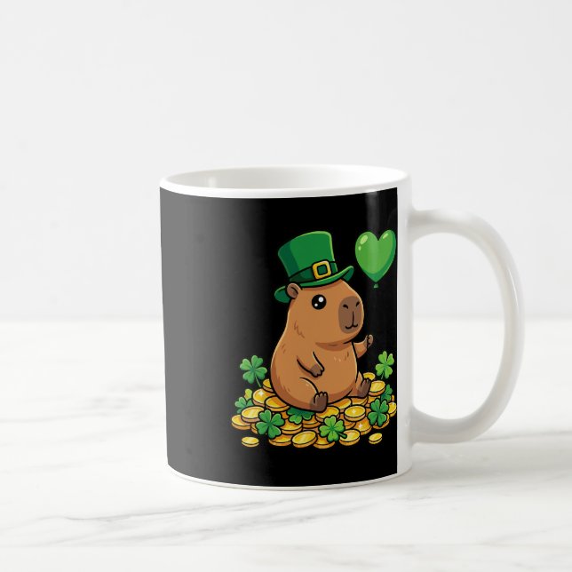 Lucky Capyra St Patricks Day Clover Leprechaun Hat Coffee Mug (Right)