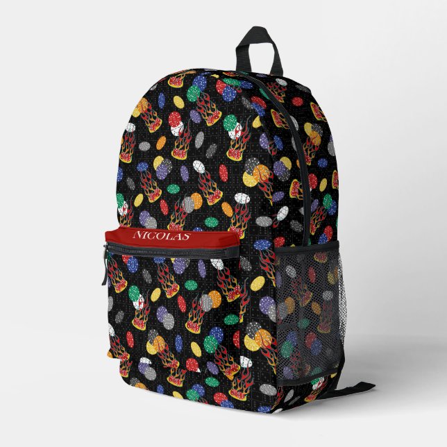 Lucky Casino Dice Printed Backpack (Back Corner Right)