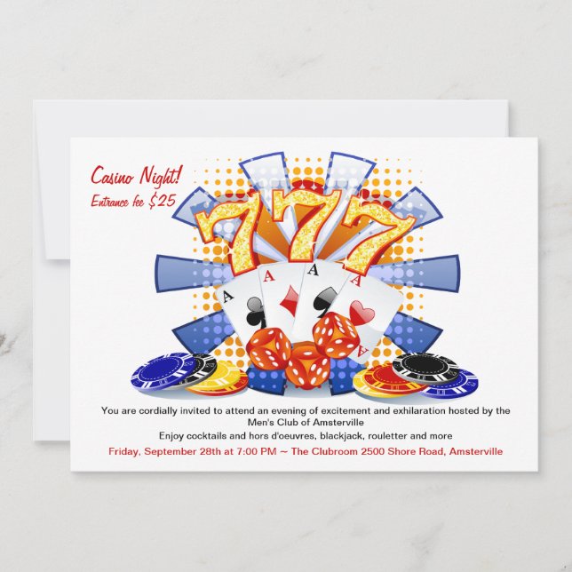 Lucky Casino Night Invitation (Front)