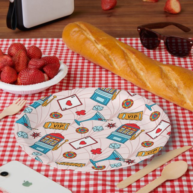 Lucky Casino Night Pattern Paper Plate (Picnic)