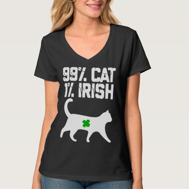 Lucky Cat Animal St Patricku2019s Day 99 cat 1 Iri T-Shirt (Front)