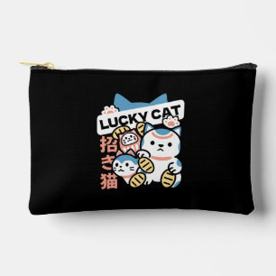 Lucky Cat Art – Maneki Neko with Gold Coin Accessory Pouch