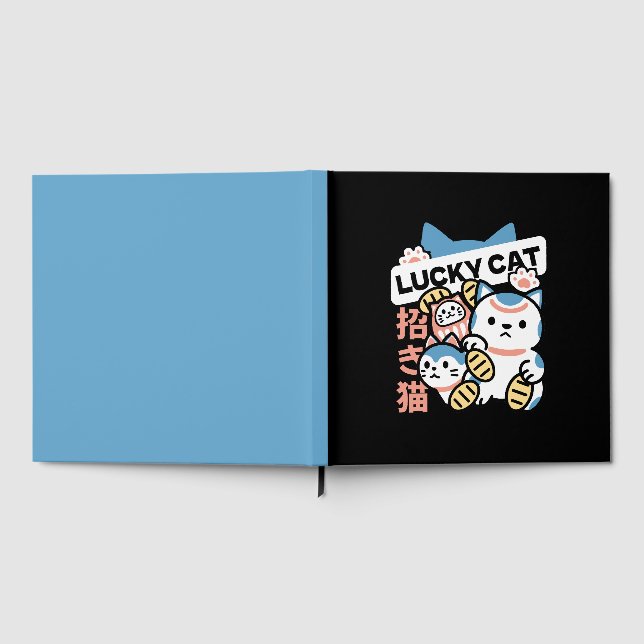 Lucky Cat Art – Maneki Neko with Gold Coin Guest Book (Full)