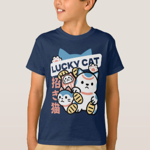 Lucky Cat Art – Maneki Neko with Gold Coin T-Shirt