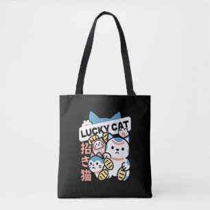 Lucky Cat Art – Maneki Neko with Gold Coin Tote Bag