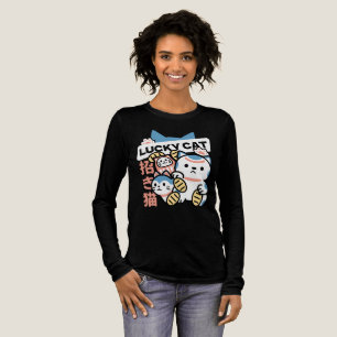 Lucky Cat Art – Maneki Neko with Gold Coin Tri-Blend Shirt