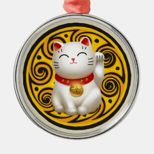 Lucky Cat Artwork Metal Tree Decoration