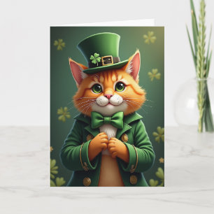 Lucky Cat Clover Pattern Card