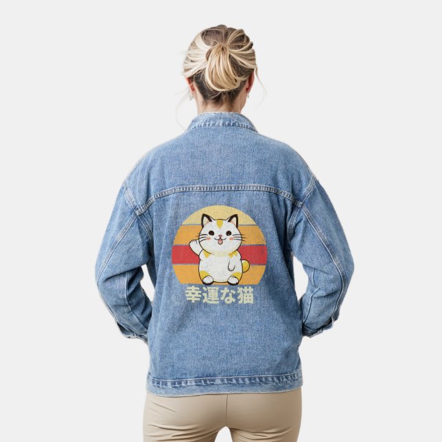 Lucky cat  denim jacket (Model)