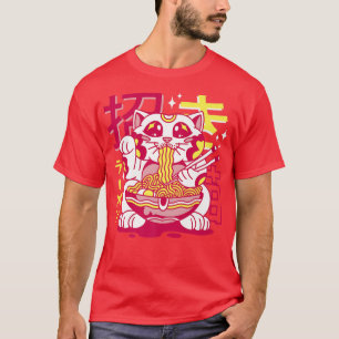 Lucky Cat Eating Ramen Noodles Gift T-Shirt