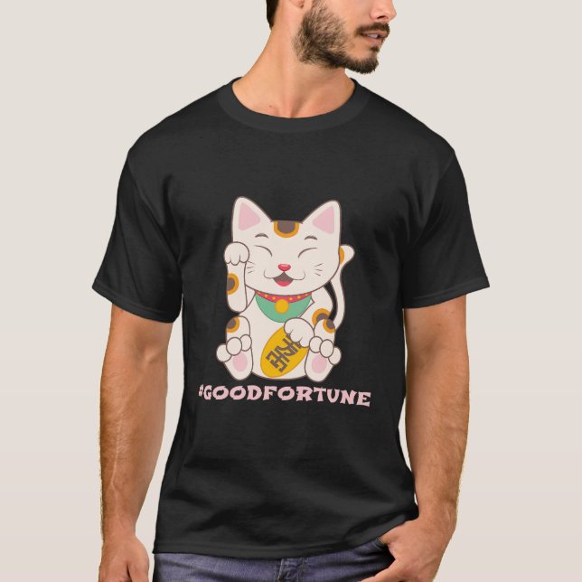 Lucky Cat Good Fortune Maneki Neko T-Shirt (Front)