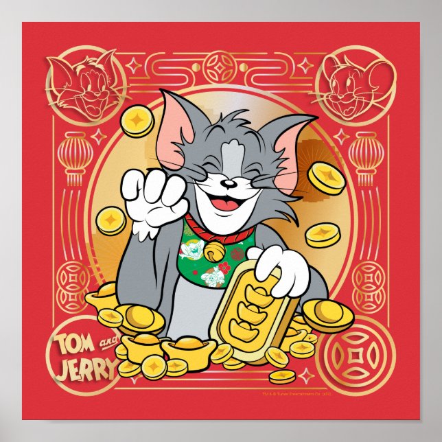 Lucky Cat Jerry With Gold Sycees Poster (Front)