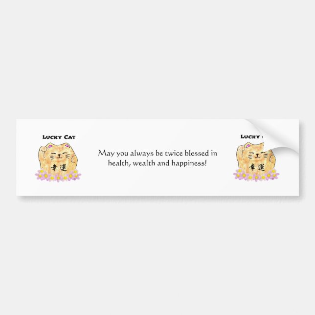 Lucky Cat (Maneki Neko) Bumper Sticker (Front)